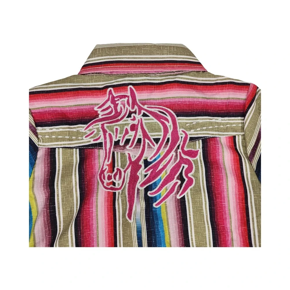 Cowgirl Hardware Toddler Girls Serape Stripe Western‎ Romper Horse 24M NWT
